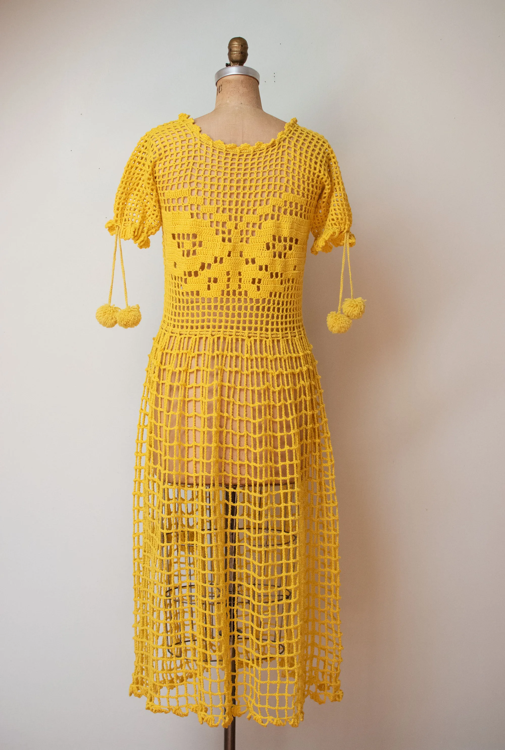 1920s Saffron Crochet Dress