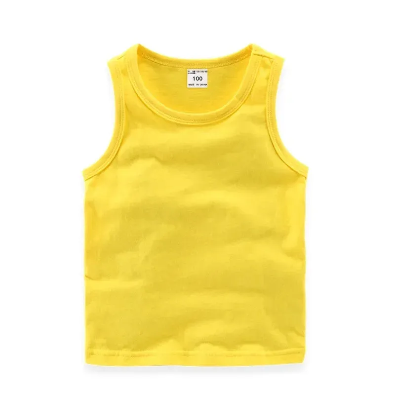 2024 Summer New Children Girls Candy Color Sleeveless O-Neck Cotton T-shirt Camisole Tops Toddler Vest Kids Clothes