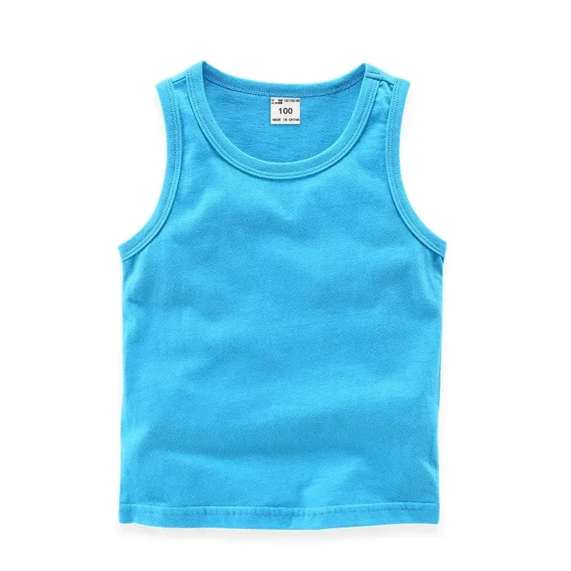 2024 Summer New Children Girls Candy Color Sleeveless O-Neck Cotton T-shirt Camisole Tops Toddler Vest Kids Clothes