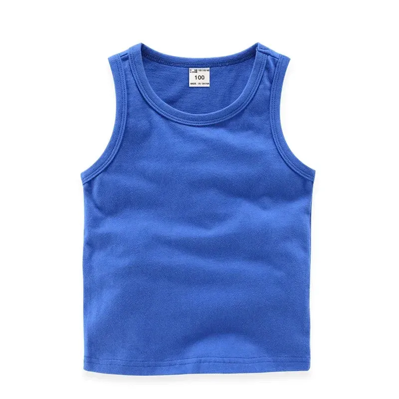 2024 Summer New Children Girls Candy Color Sleeveless O-Neck Cotton T-shirt Camisole Tops Toddler Vest Kids Clothes