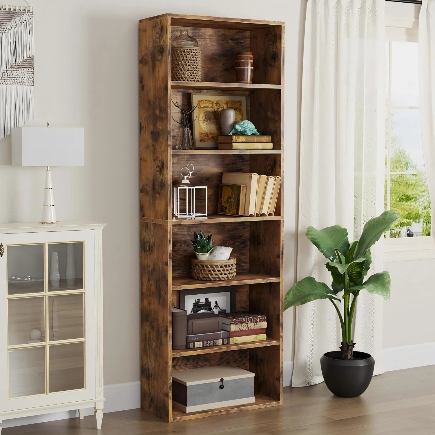 21.9" Width 6 Tiers Modern Minimalist Floor Bookshelf