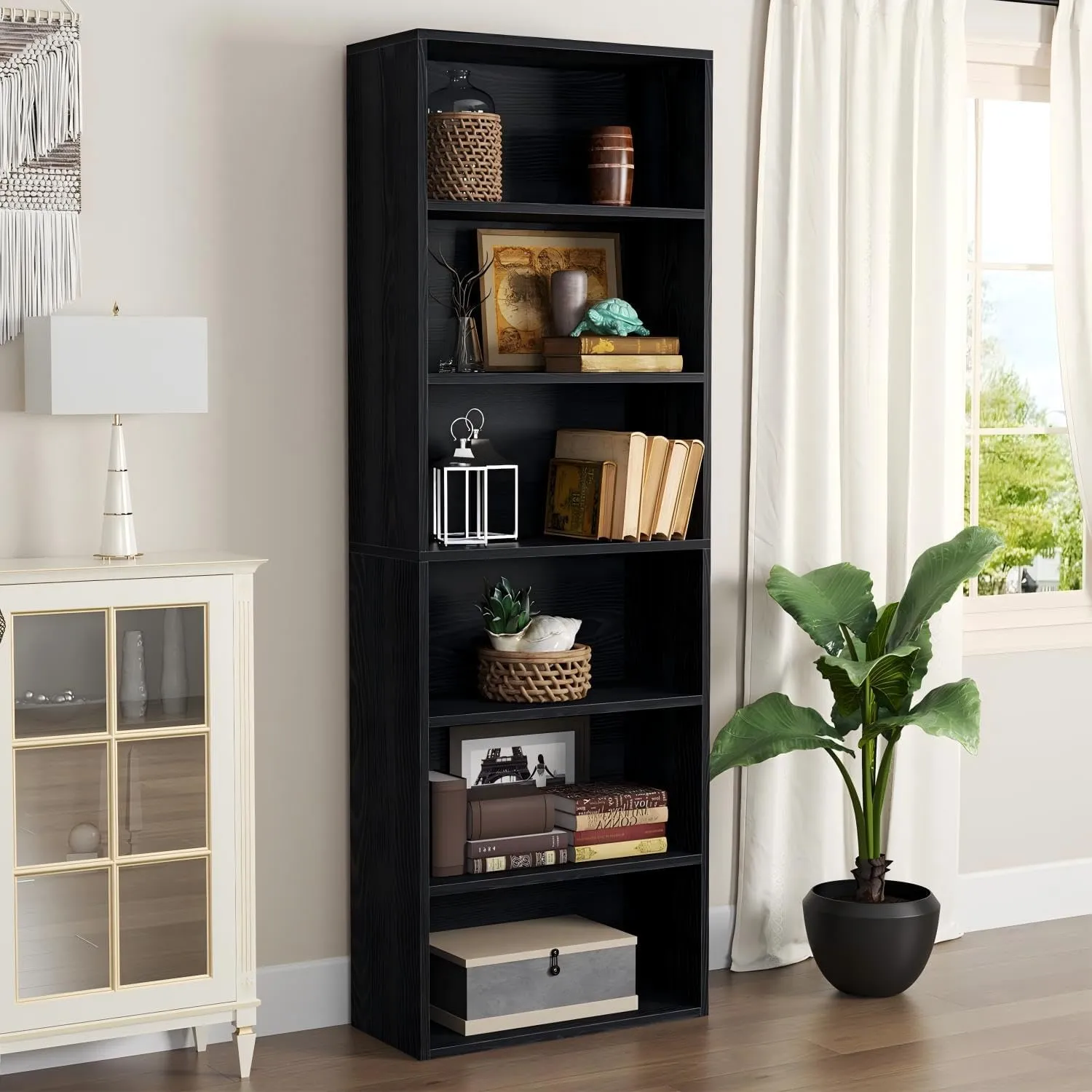 21.9" Width 6 Tiers Modern Minimalist Floor Bookshelf