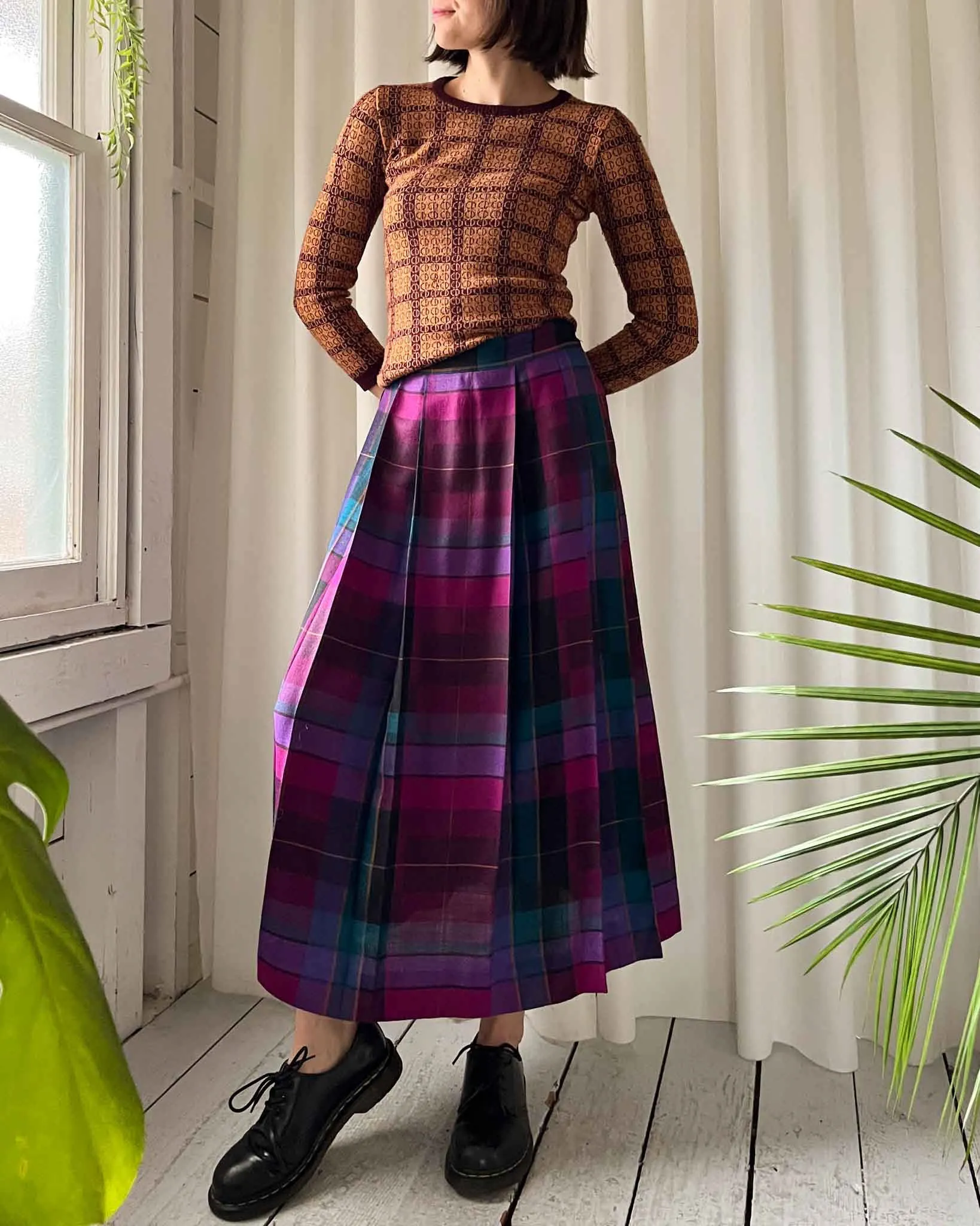 90s Christian Dior Plaid Skirt | M