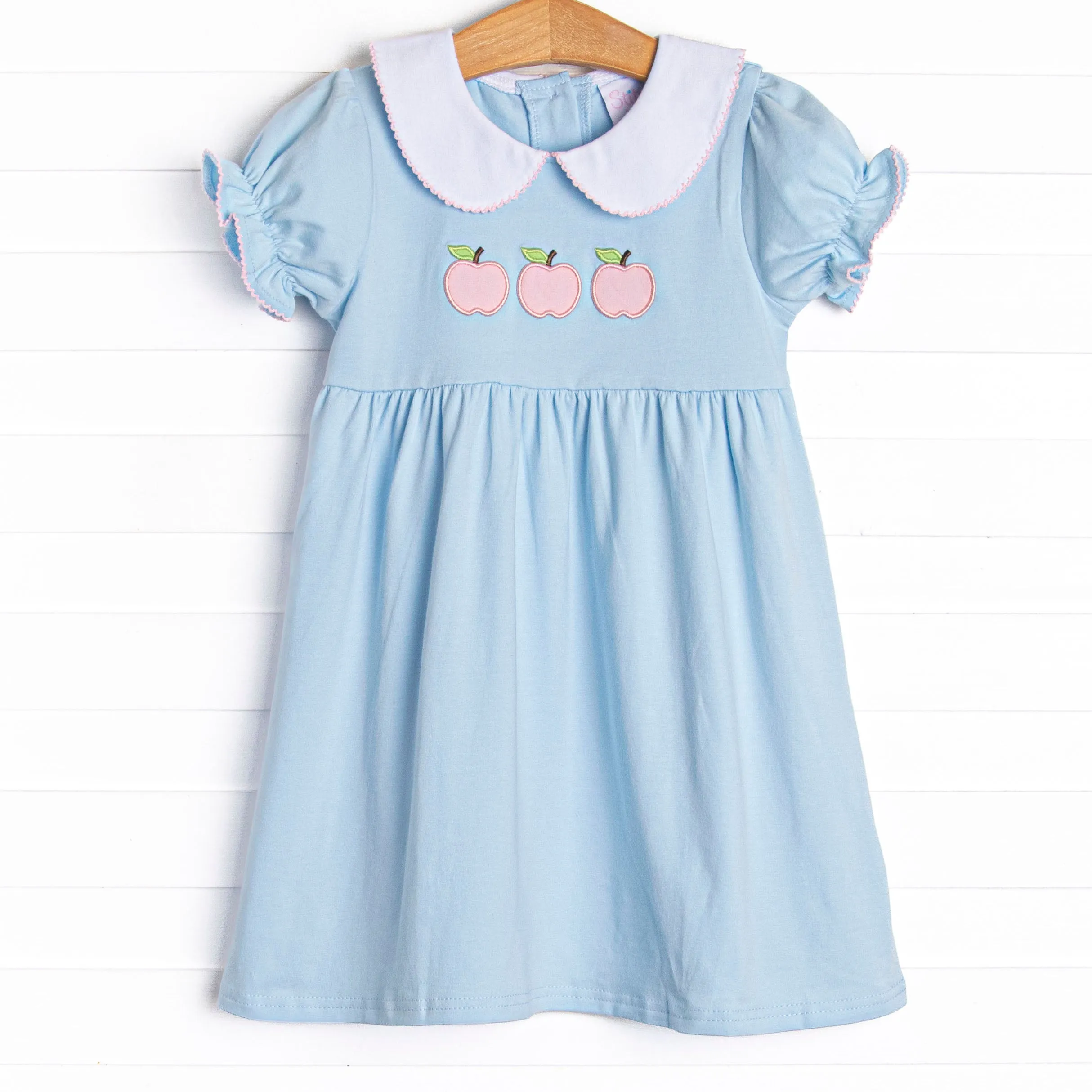 A is for Apple Applique Dress, Blue