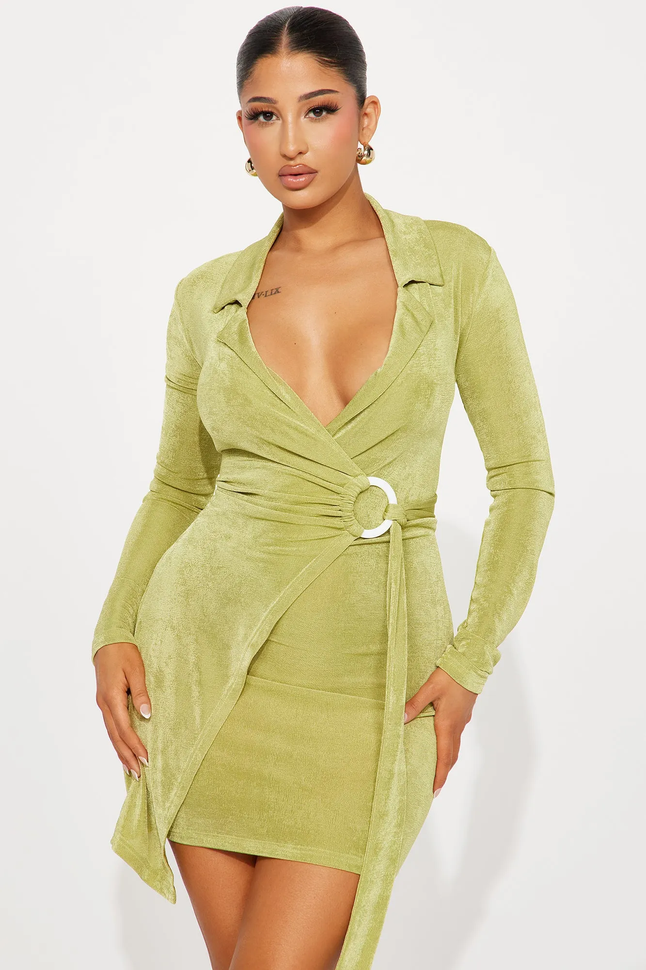 Alexis Slinky Mini Dress - Chartreuse