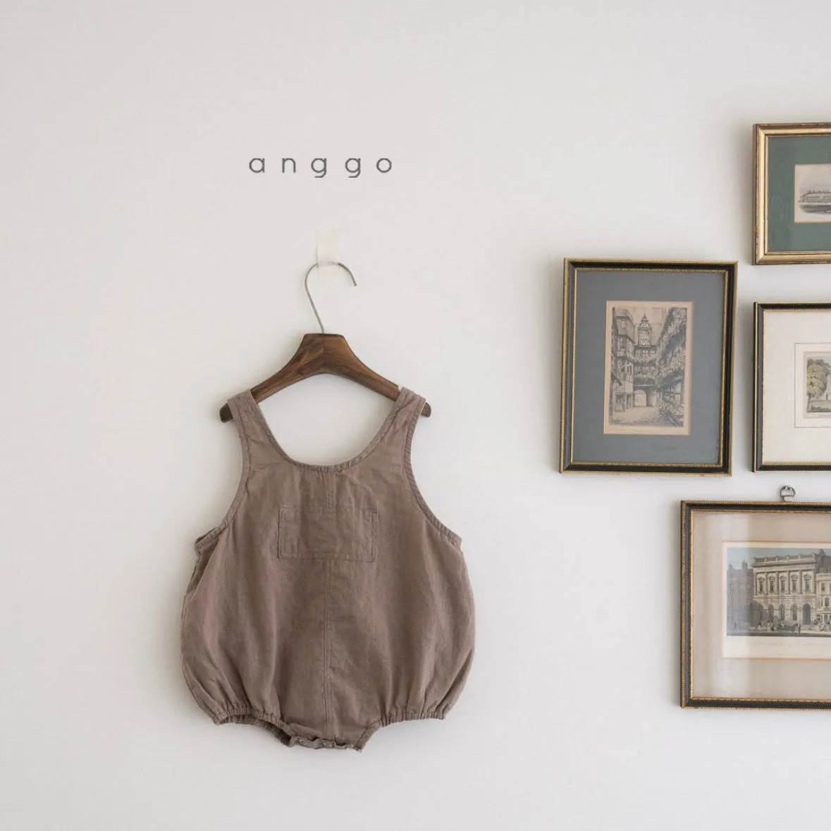 [anggo] brownie overall romper (beige) - SS24