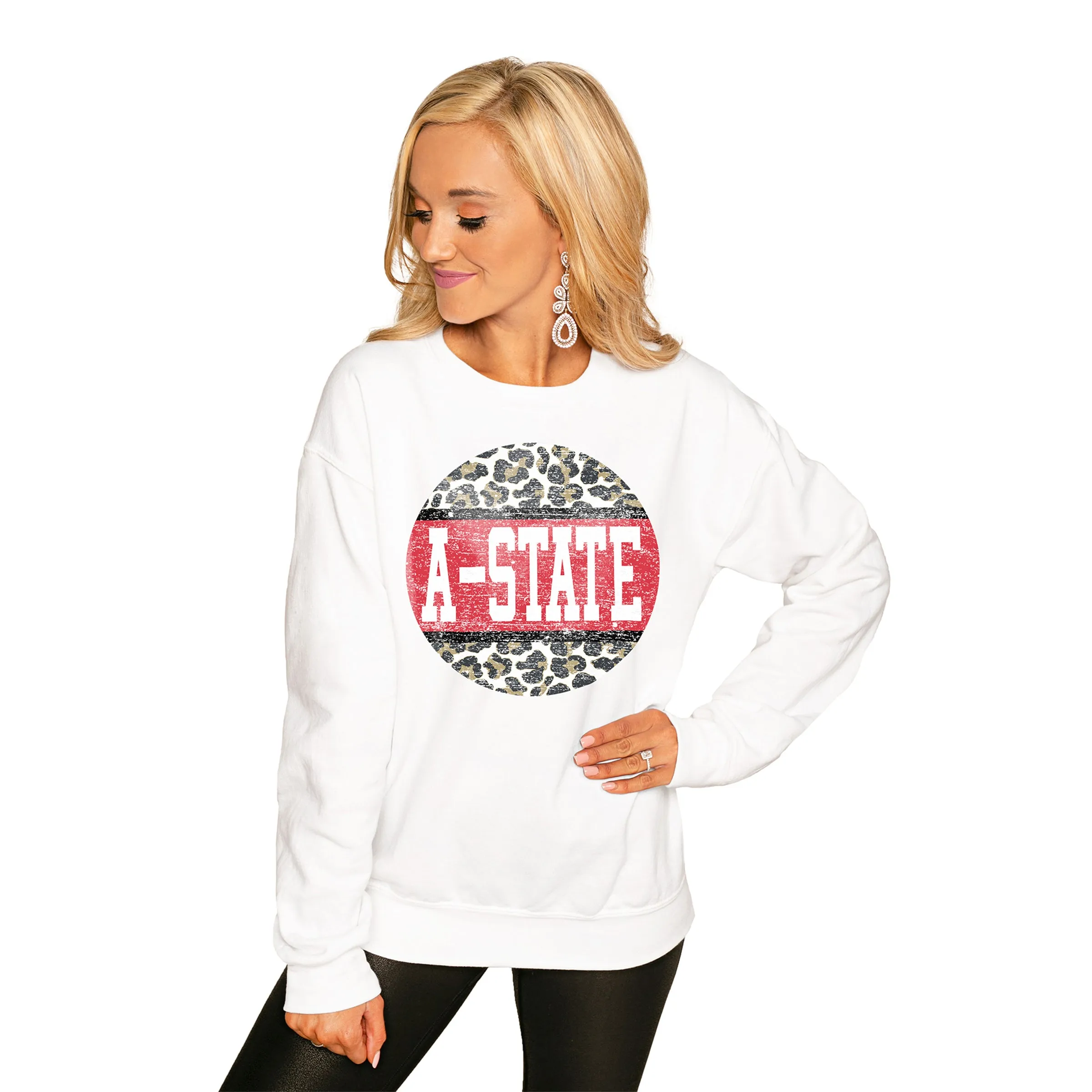 ARKANSAS STATE RED WOLVES "SCOOP & SCORE" PERFECT COZY CREW SWEATSHIRT