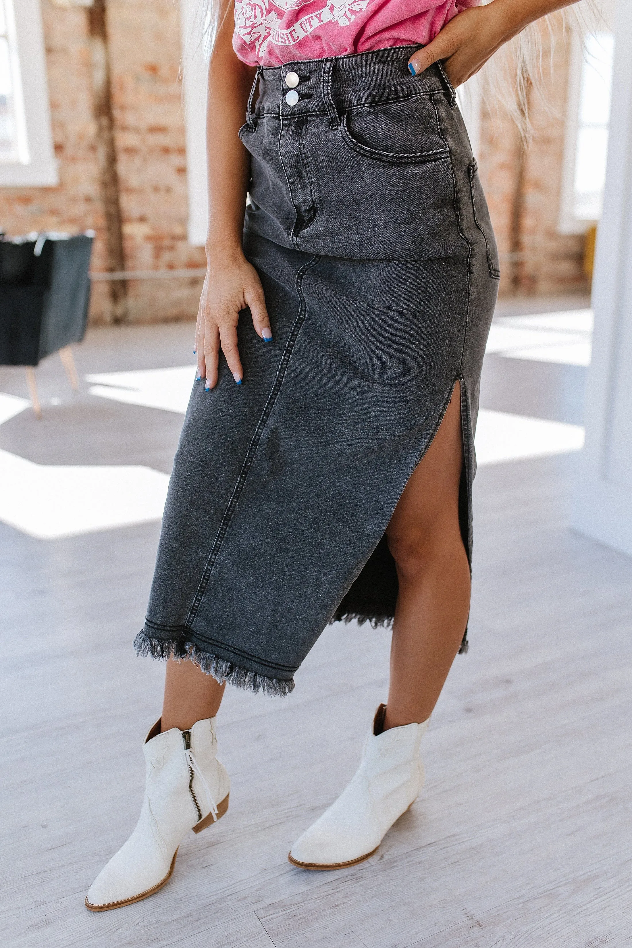 Biles Midi Denim Skirt | DROPSHIP