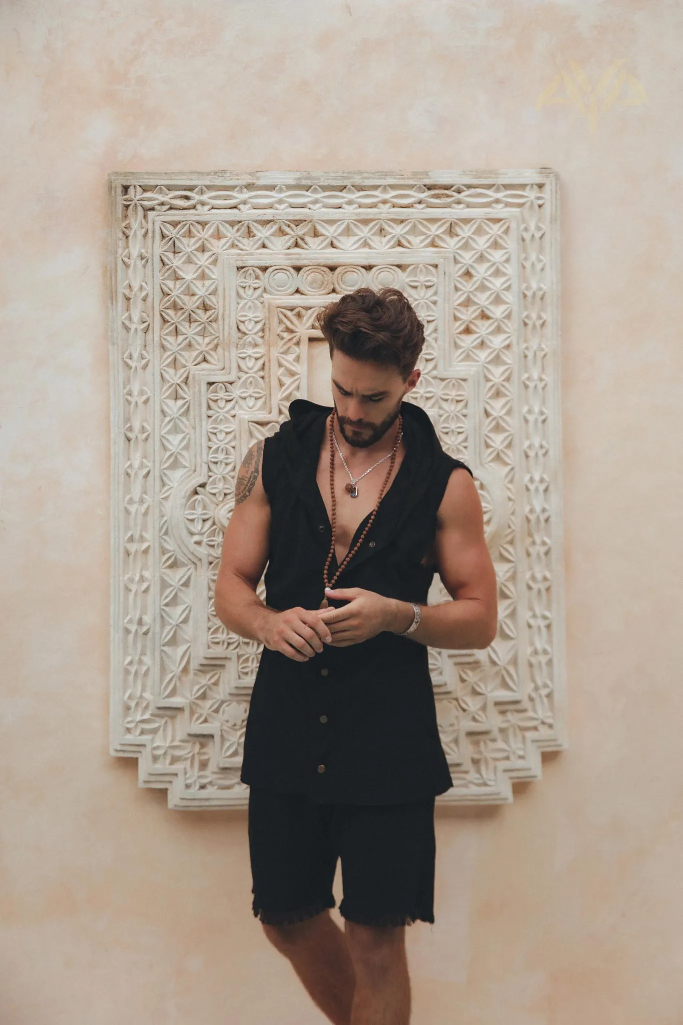 Black Hooded Vest Waistcoat for Men