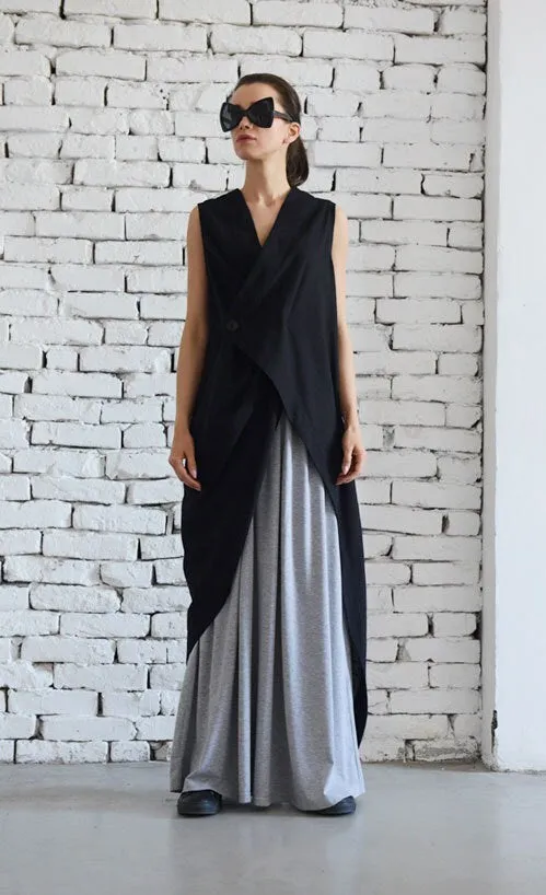 Black Linen Vest