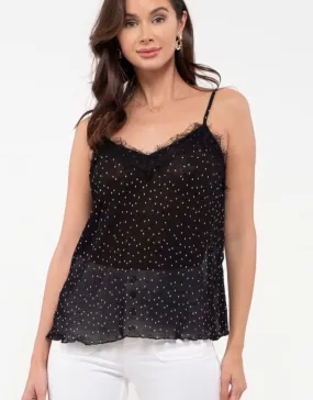 Black Polka Dot Lace Cami