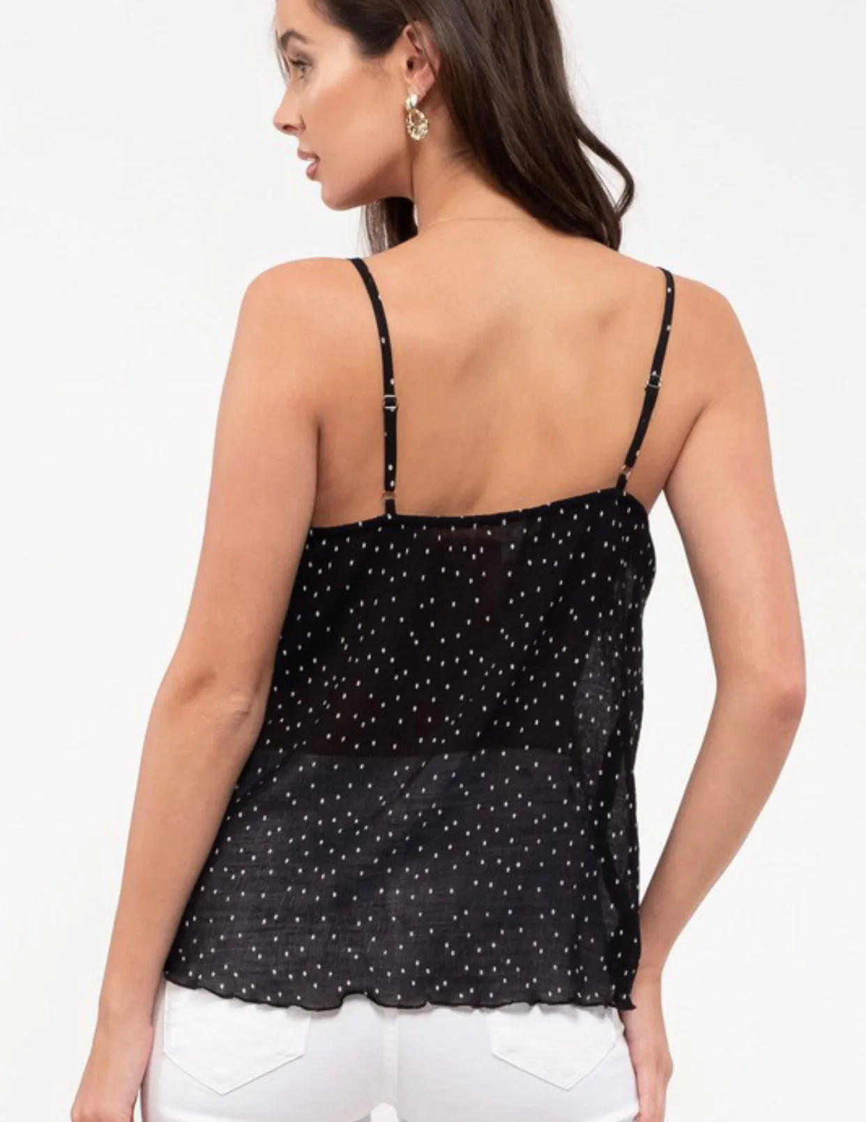 Black Polka Dot Lace Cami