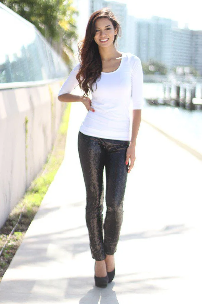 Black Sequin Leggings