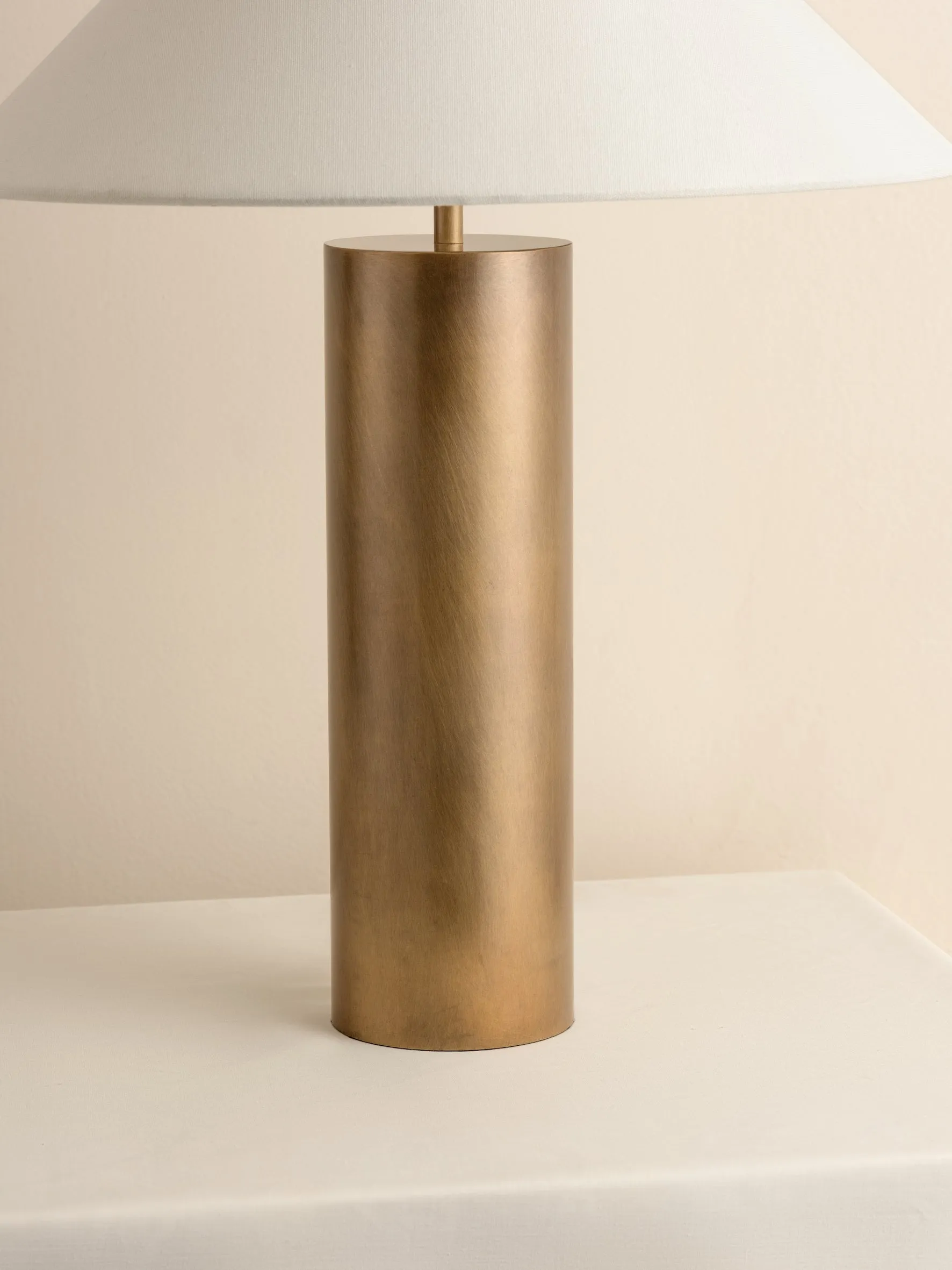 Bleeker - aged brass and linen table lamp