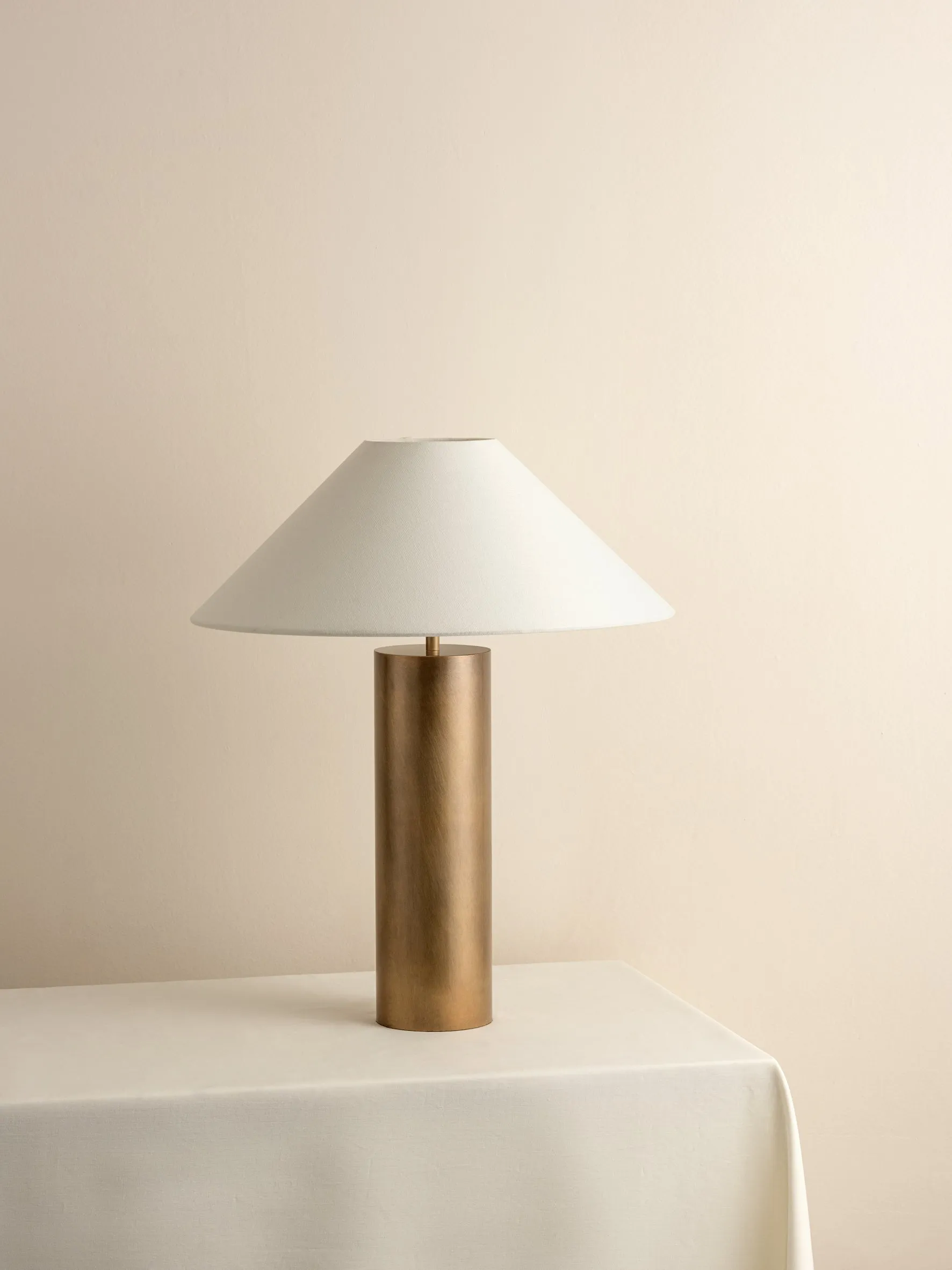 Bleeker - aged brass and linen table lamp