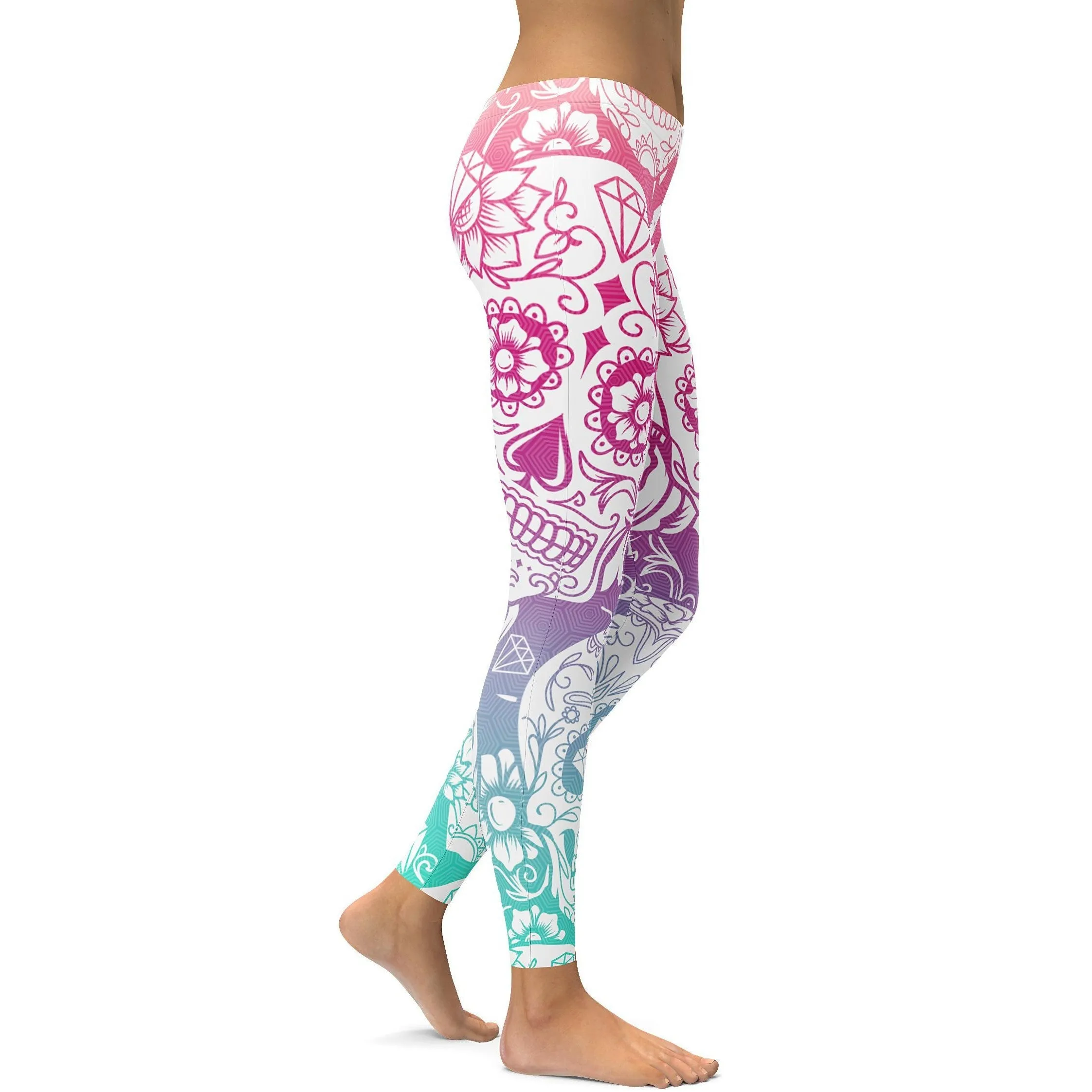 Bright Sugar Skull Leggings