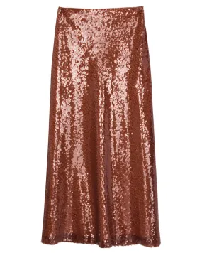 Brown Reese Sequin Midi Skirt