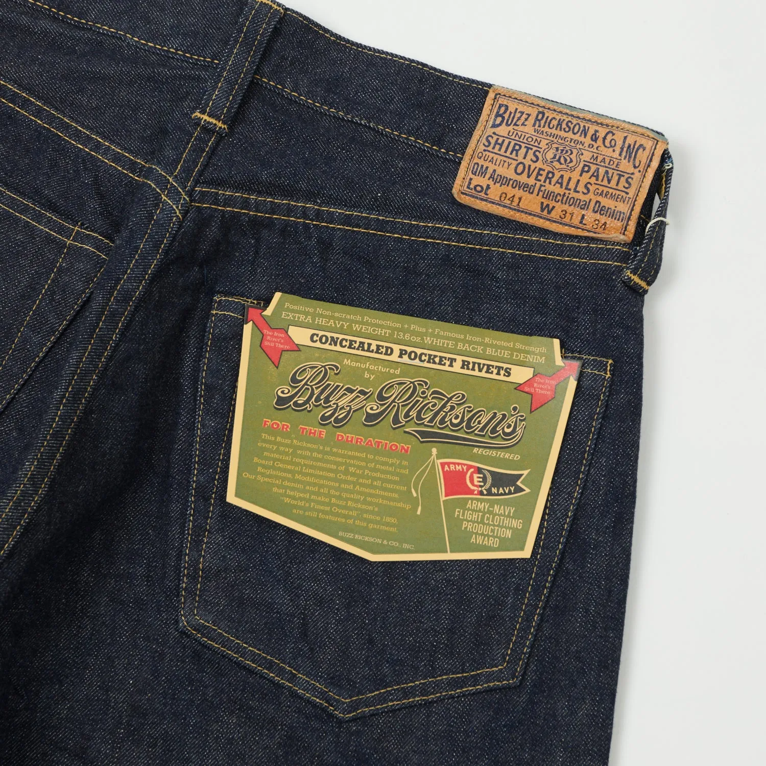 Buzz Rickson's WWII 13.6oz 'Waist Overall' Loose Straight Jean - Raw