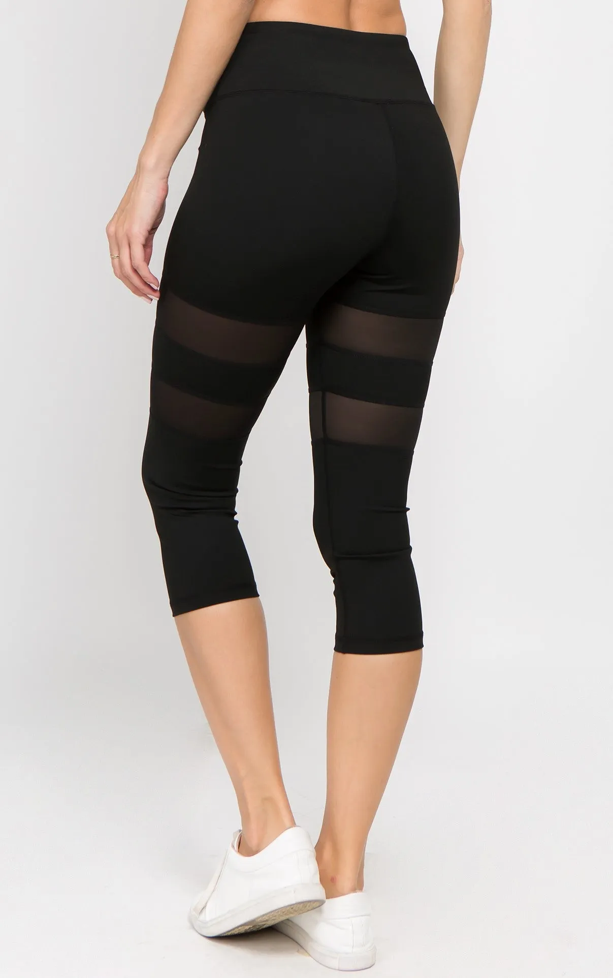 Cara Mesh Striped Capri Legging