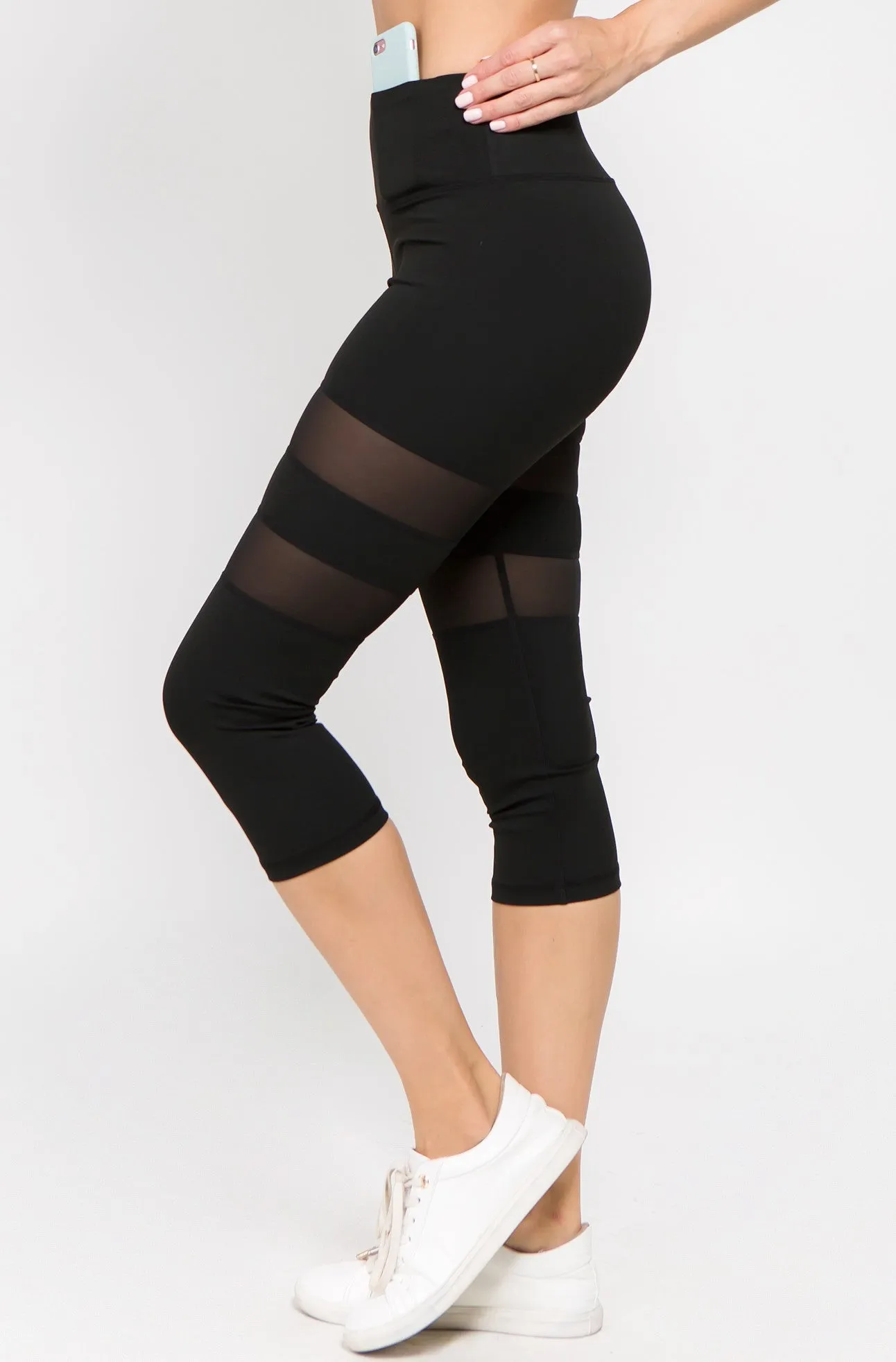 Cara Mesh Striped Capri Legging