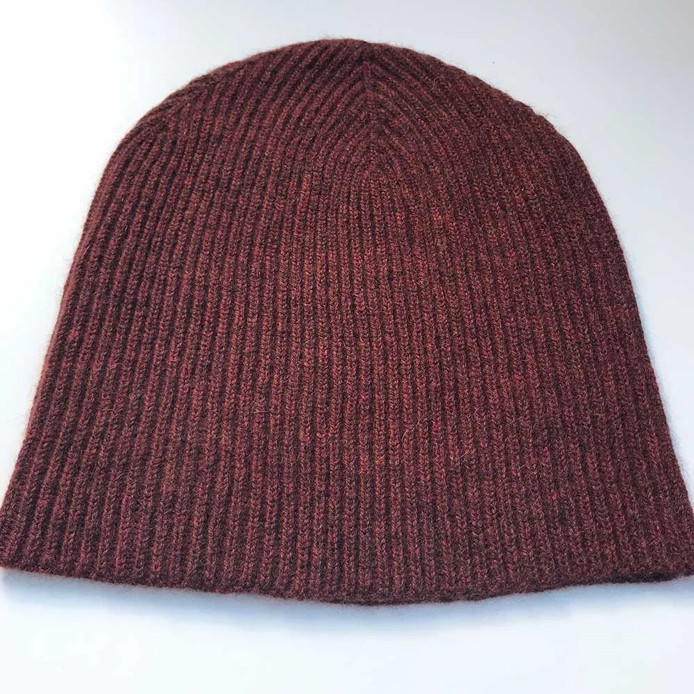 Cashmere Beanie Medina Spice Red Ribbed