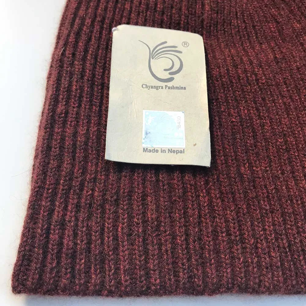 Cashmere Beanie Medina Spice Red Ribbed