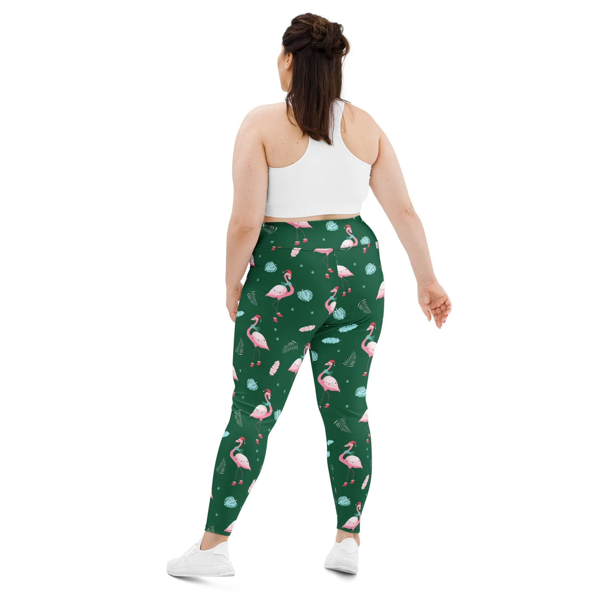 Christmassy Flamingos Plus Size Leggings