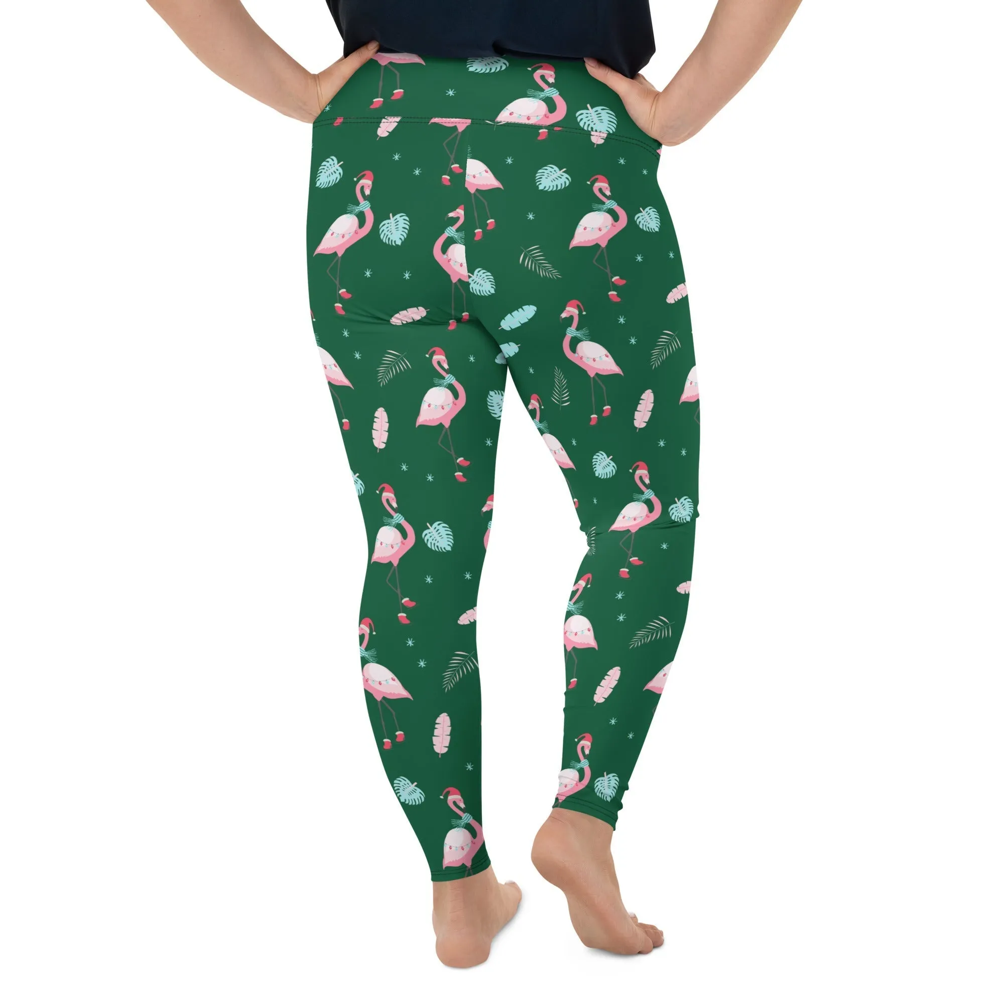 Christmassy Flamingos Plus Size Leggings