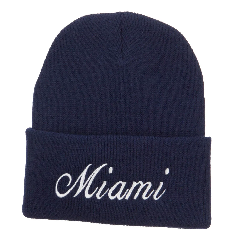 City of Miami Embroidered Long Beanie