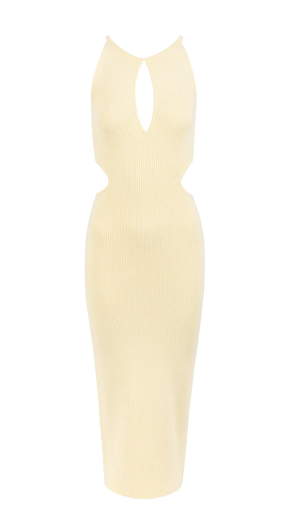 CLAUDIA ribbed-knit cutout dress