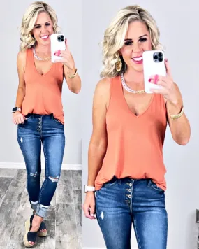 Copper V Neck Top