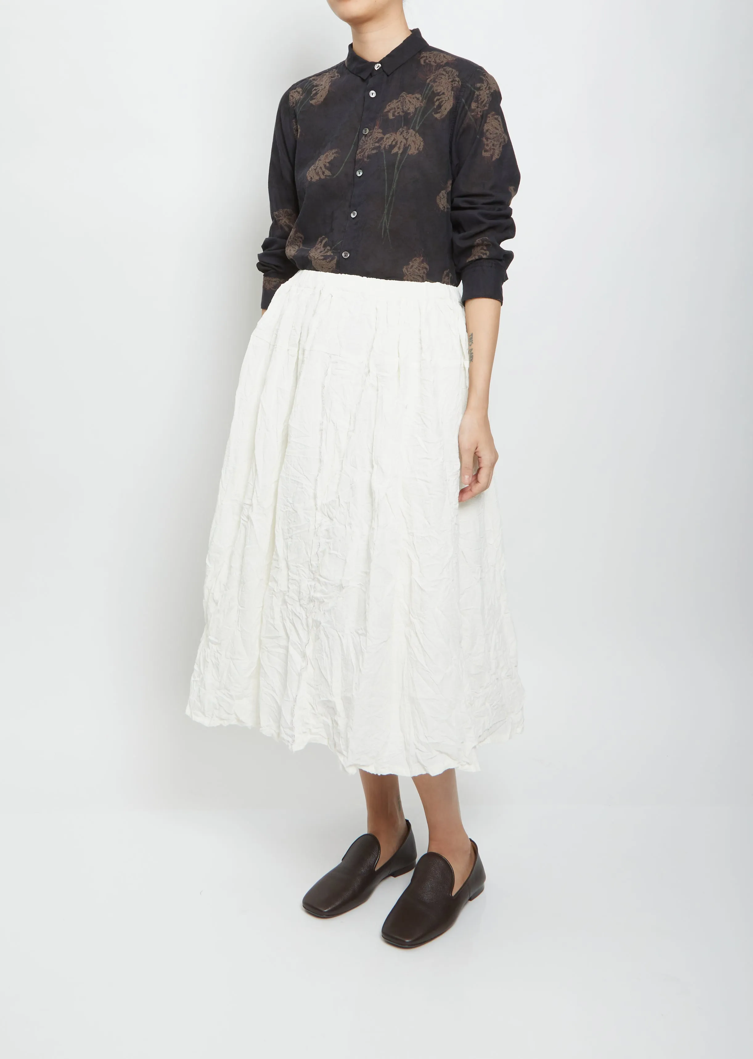 Crinkled Midi Skirt