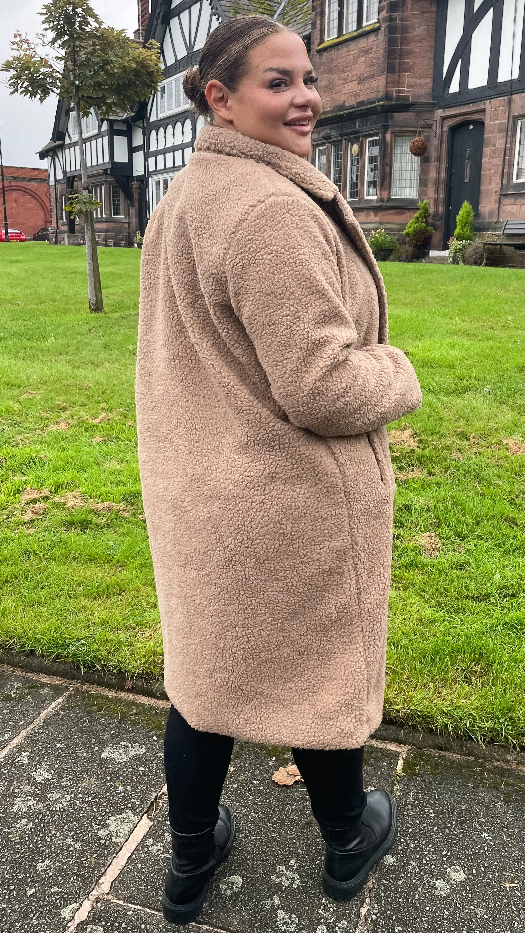 CurveWow Teddy Coat Dark Tan