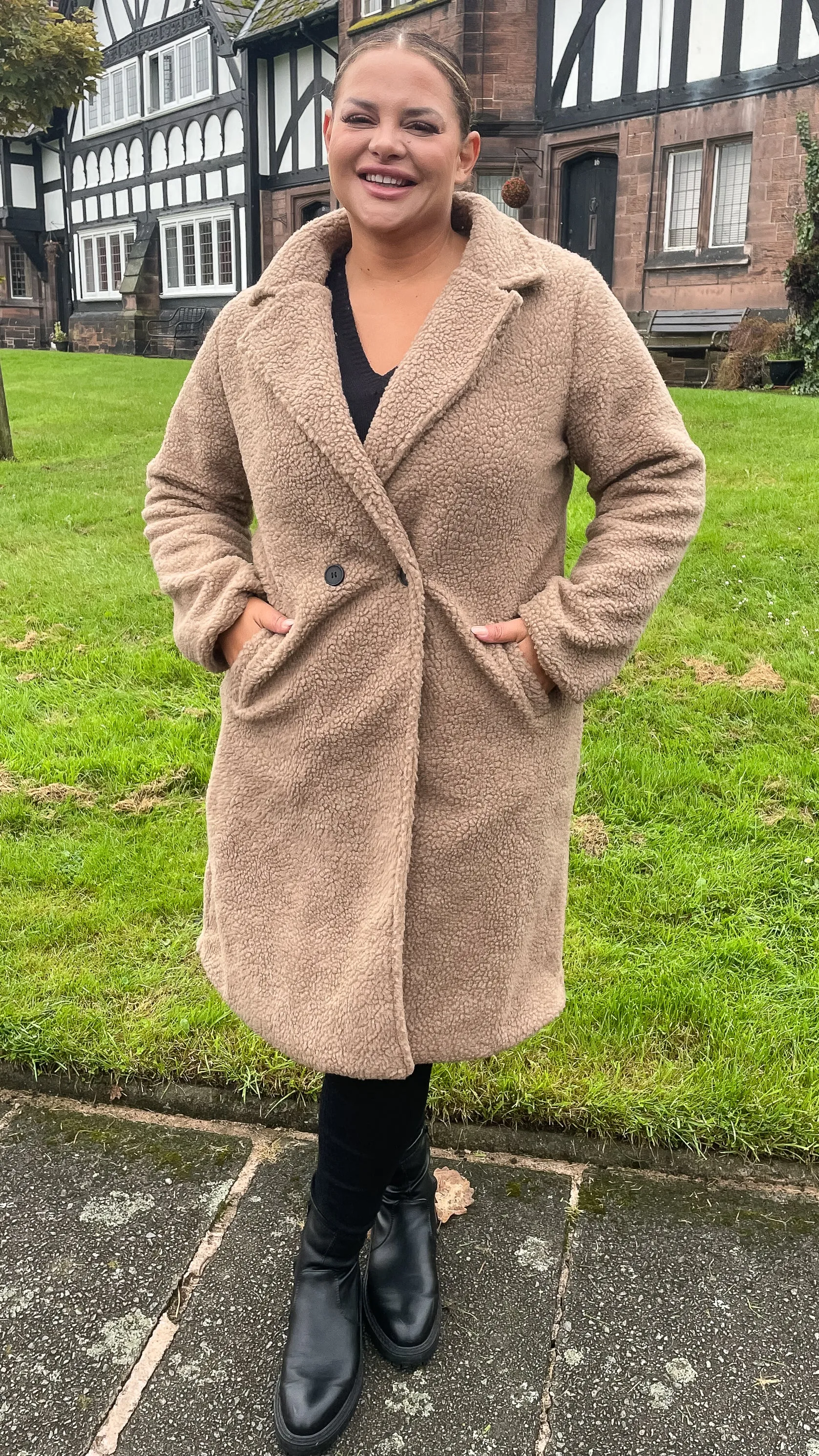 CurveWow Teddy Coat Dark Tan