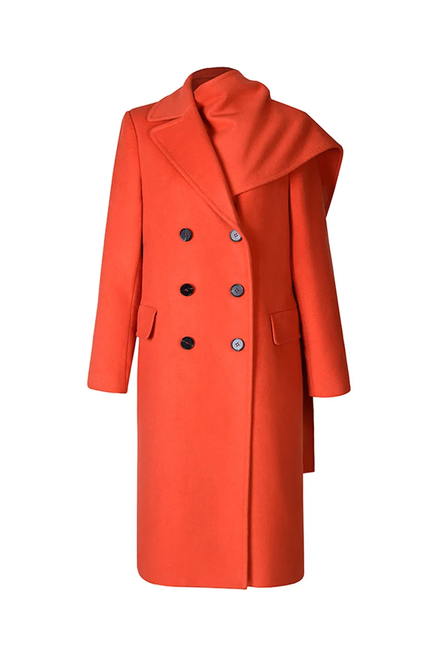 Detachable scarf wool coat