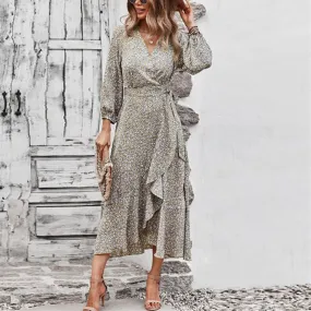 Ditsy Floral Surplice Wrap Maxi Dress