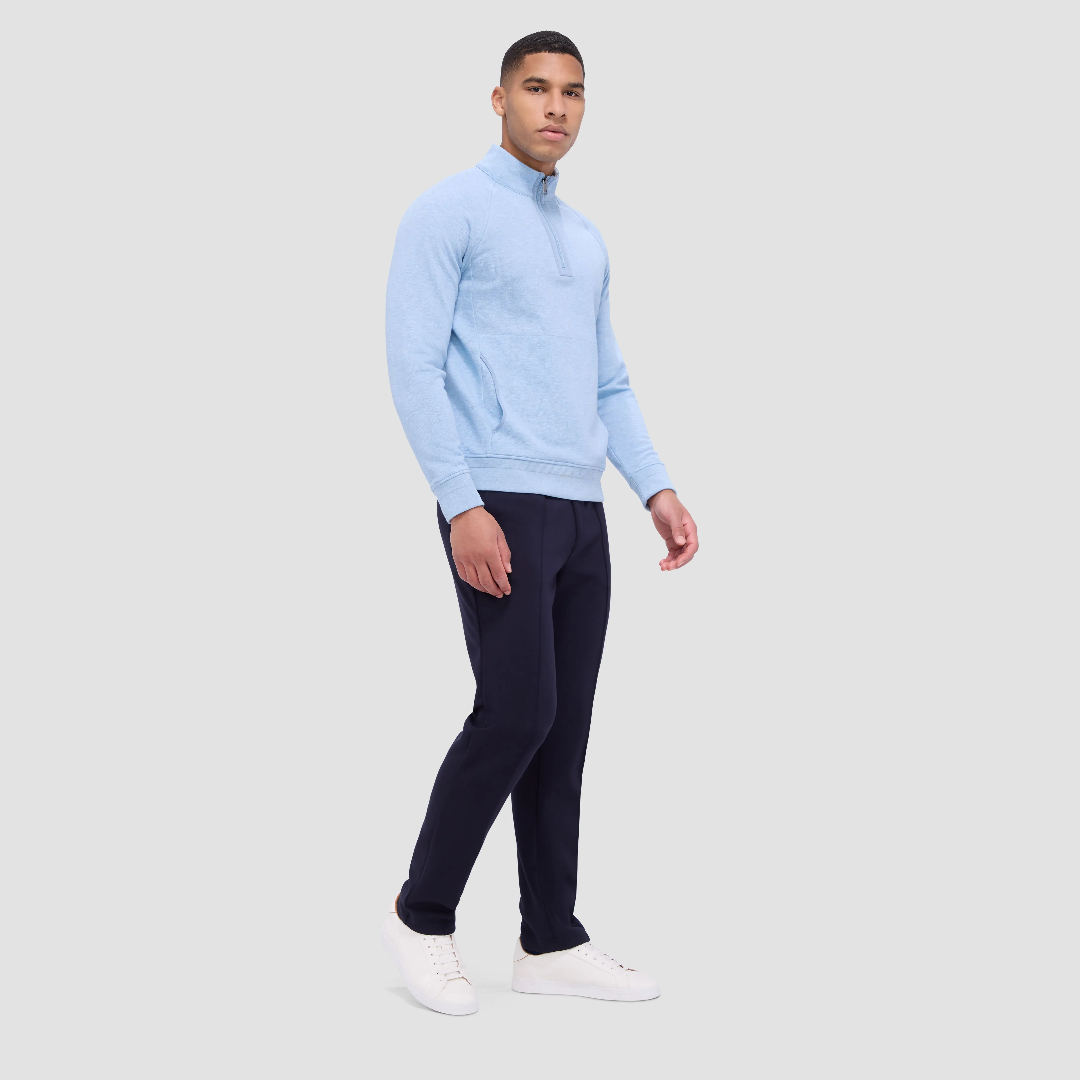 Double Sided Pique/Heather Quarter-Zip Pullover