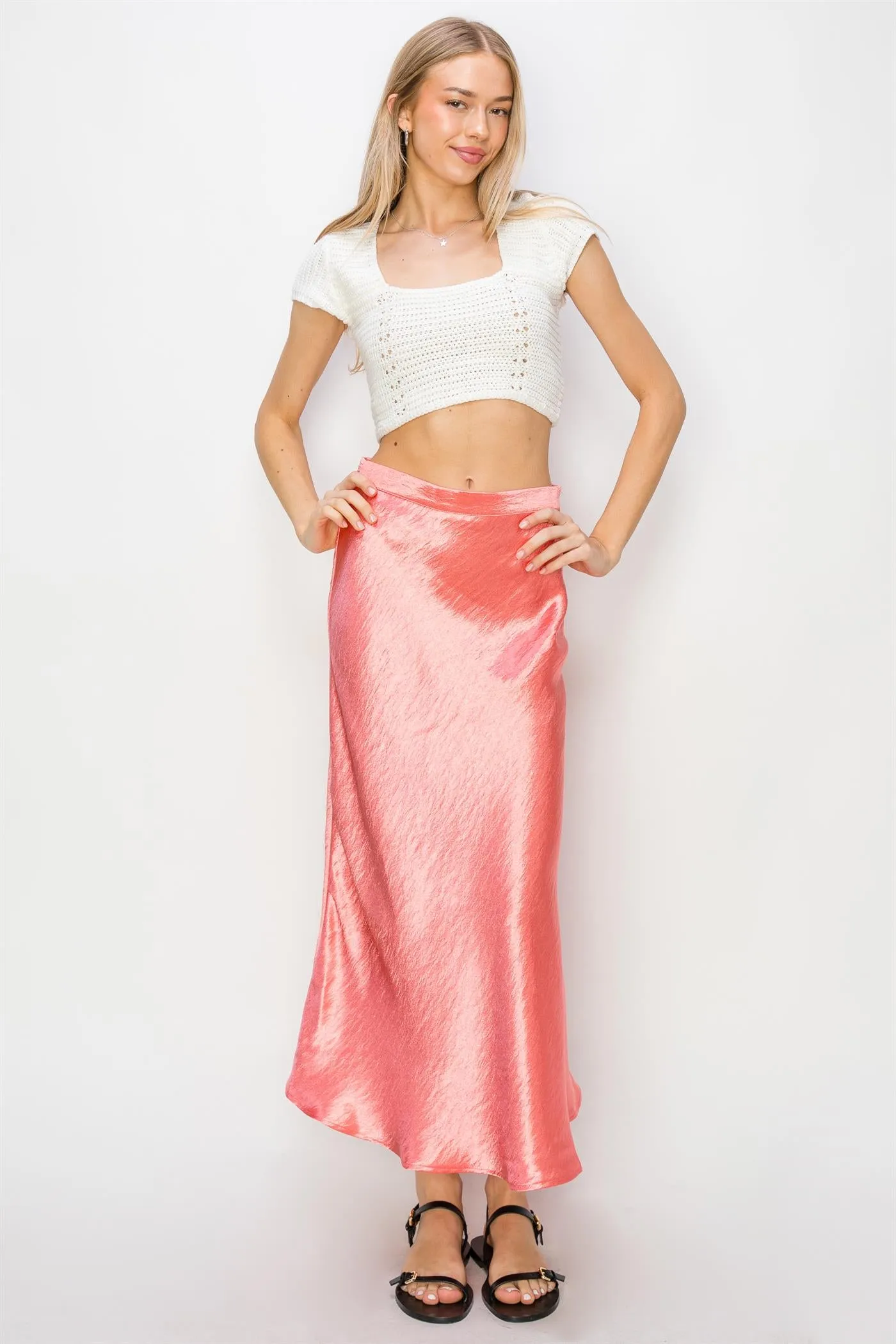 DZ24A853-Satin Midi Skirt