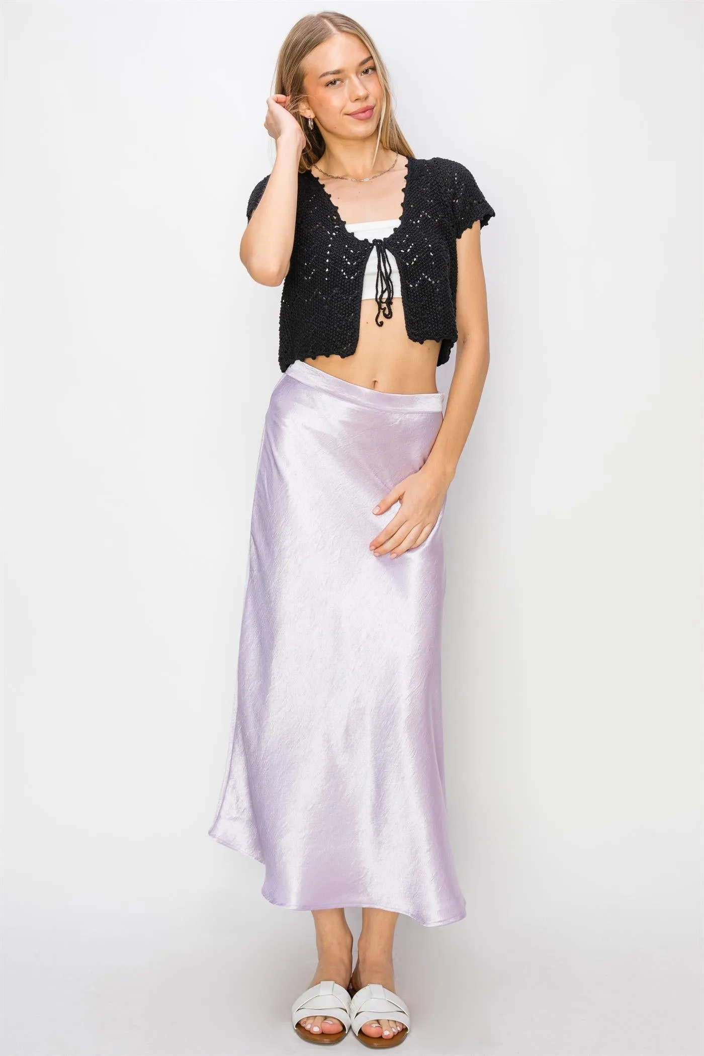 DZ24A853-Satin Midi Skirt