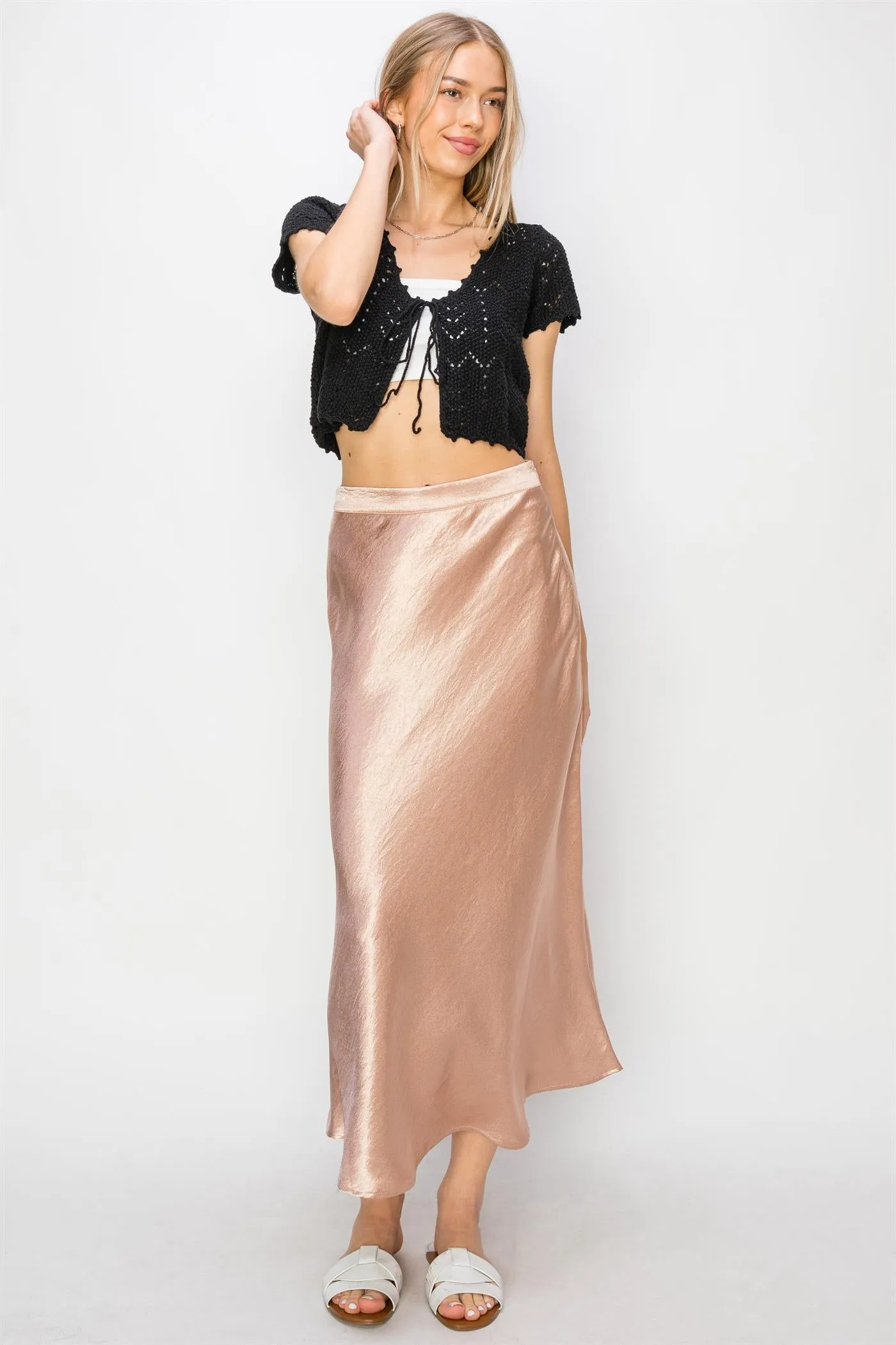 DZ24A853-Satin Midi Skirt