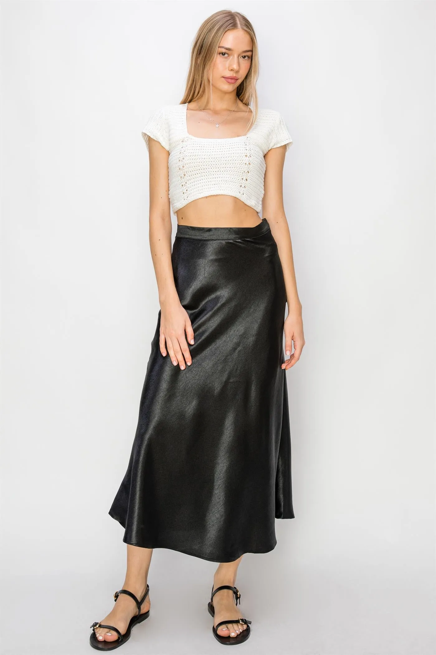 DZ24A853-Satin Midi Skirt