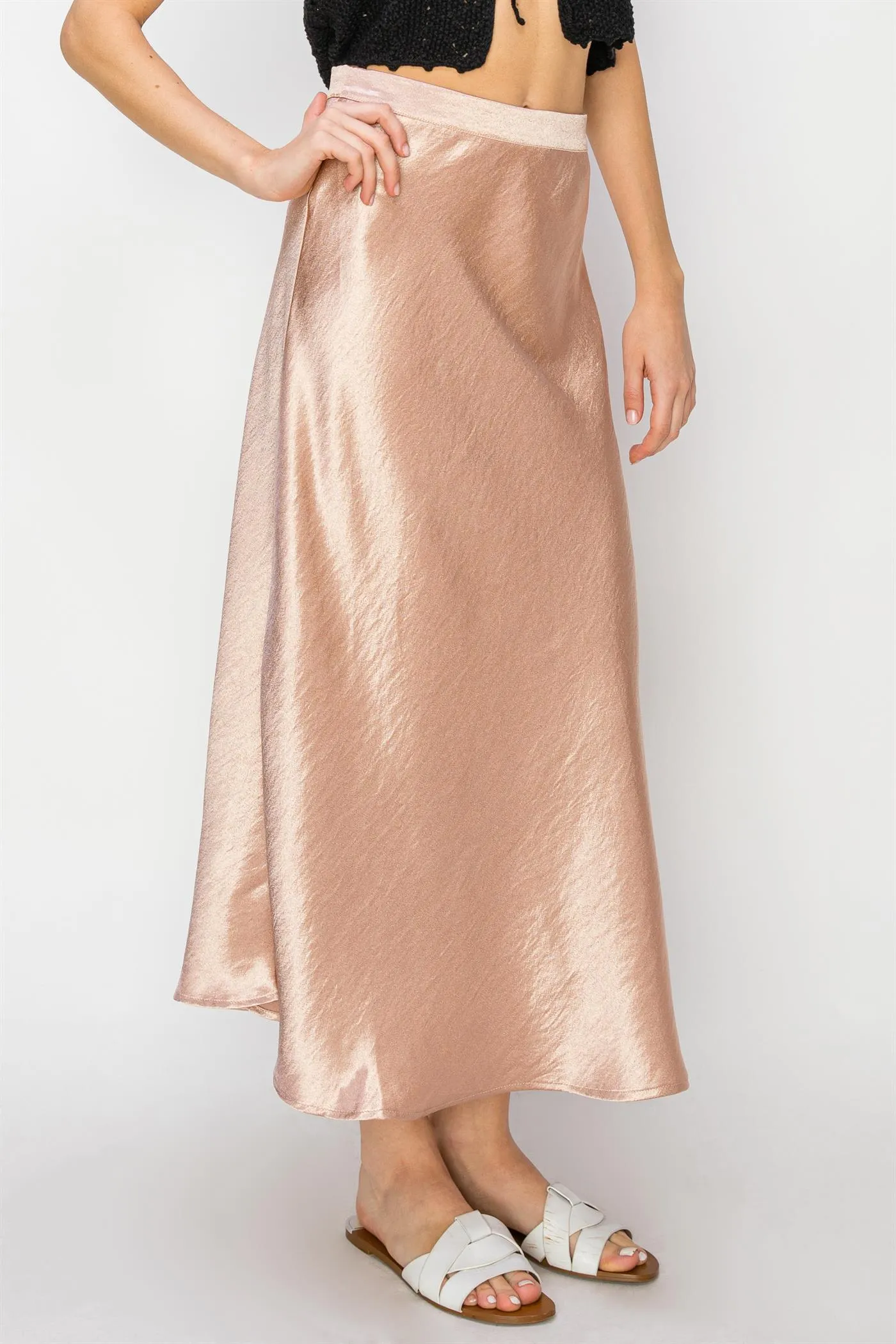 DZ24A853-Satin Midi Skirt