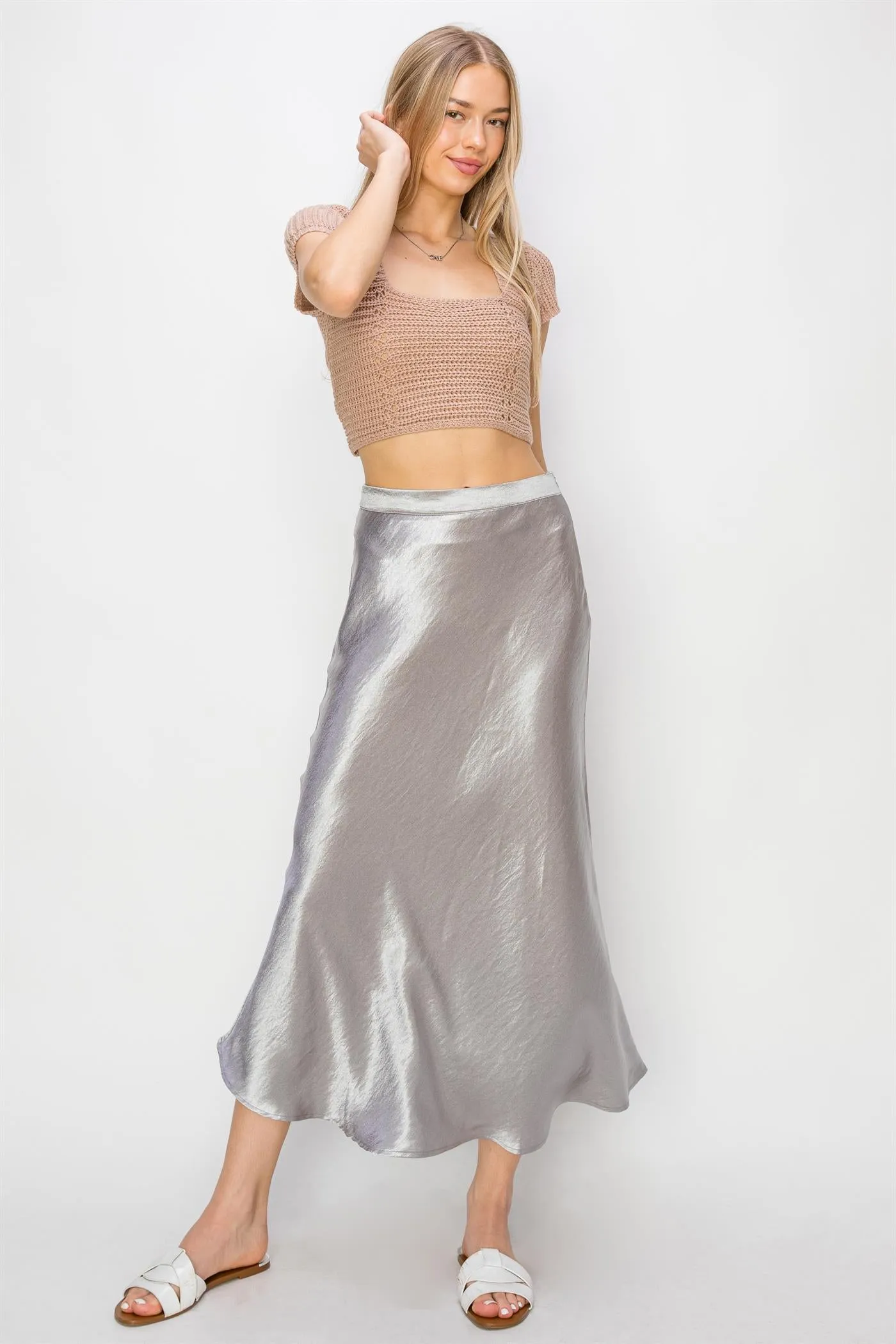 DZ24A853-Satin Midi Skirt