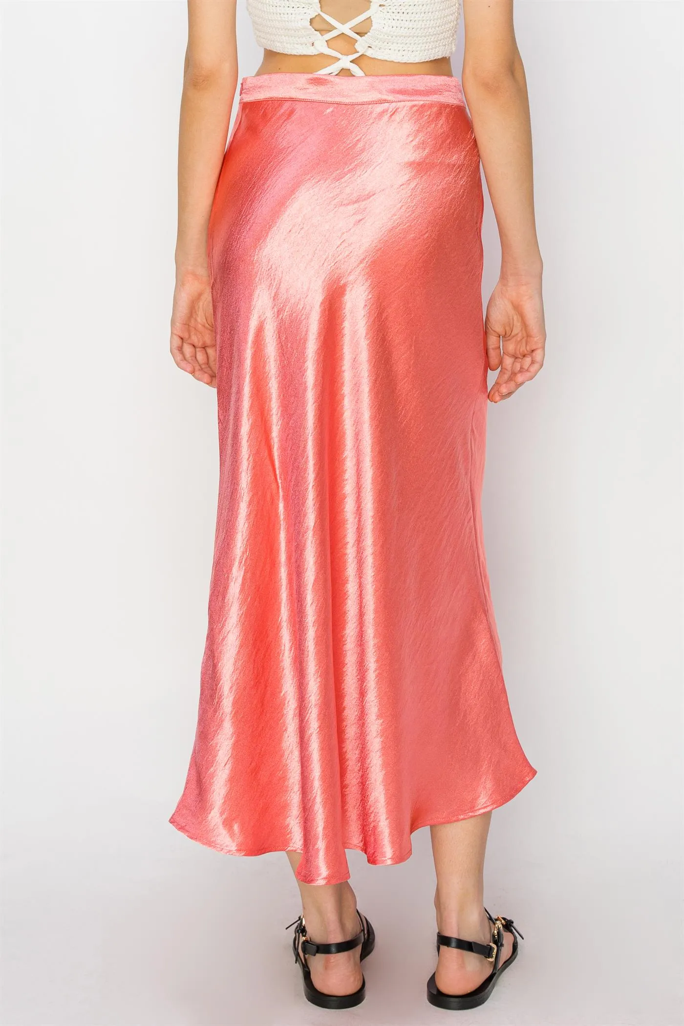 DZ24A853-Satin Midi Skirt