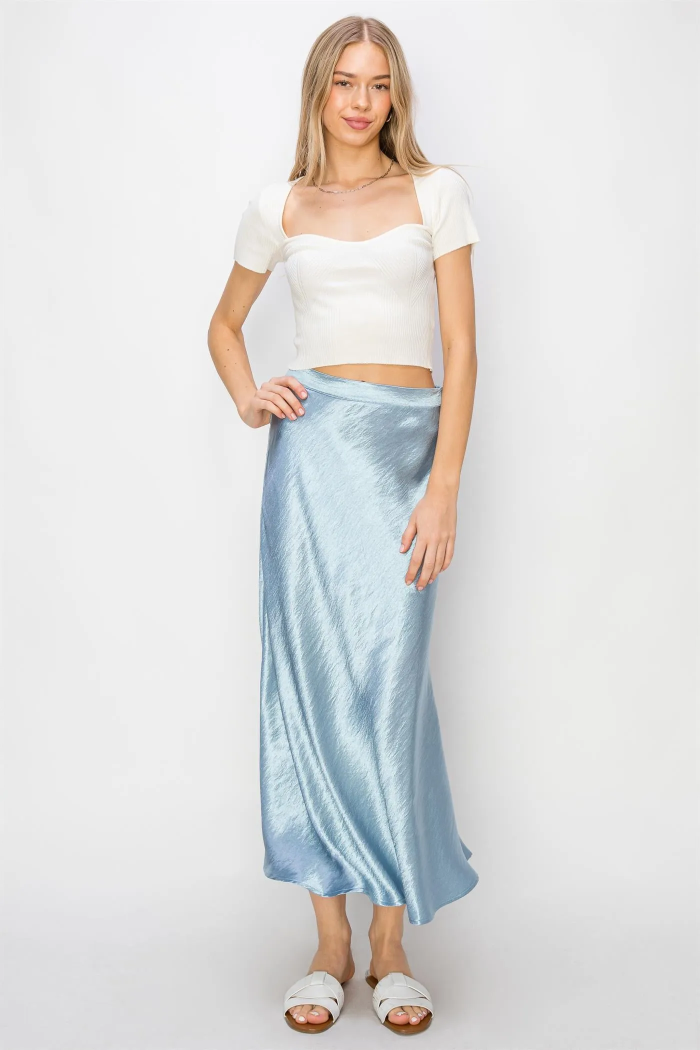 DZ24A853-Satin Midi Skirt