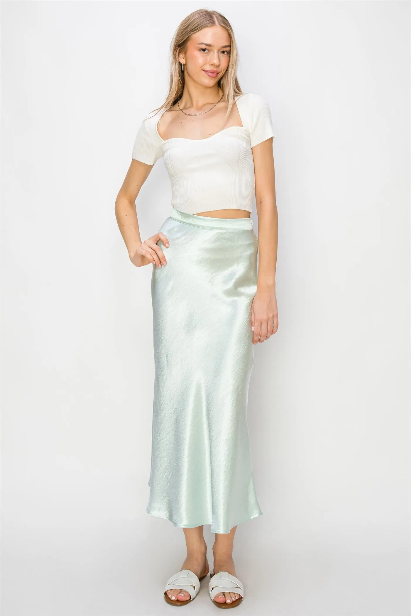 DZ24A853-Satin Midi Skirt