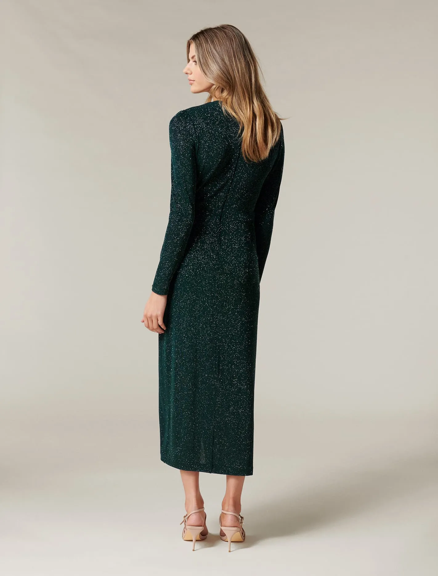 Evaliah Glitter Wrap Midi Dress