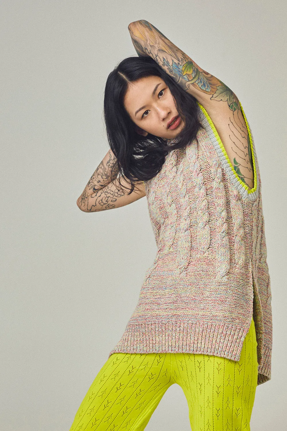 Funfetti Oversized Vest in Multicolor Tweed