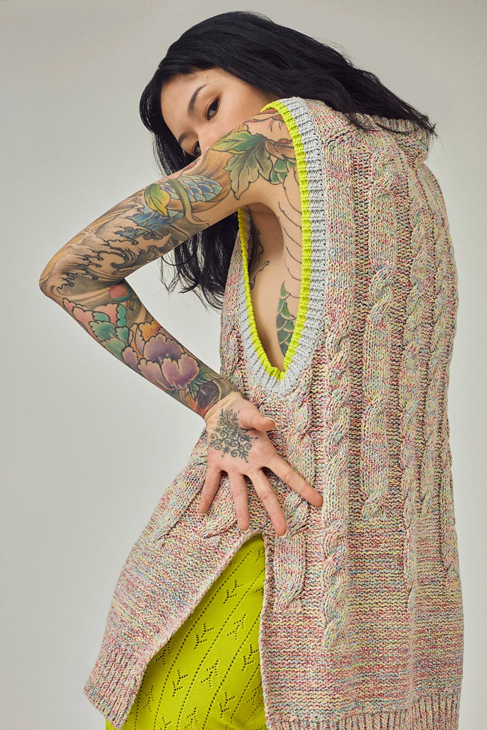 Funfetti Oversized Vest in Multicolor Tweed