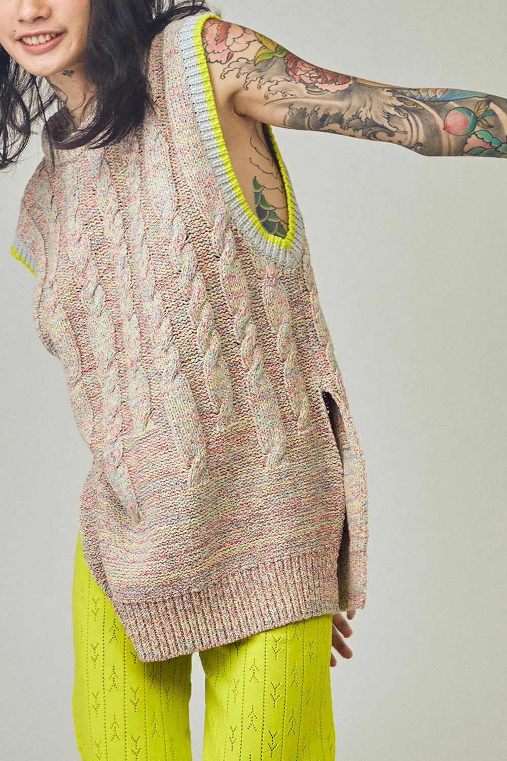 Funfetti Oversized Vest in Multicolor Tweed